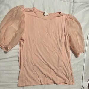 Pink puff sleeve blouse